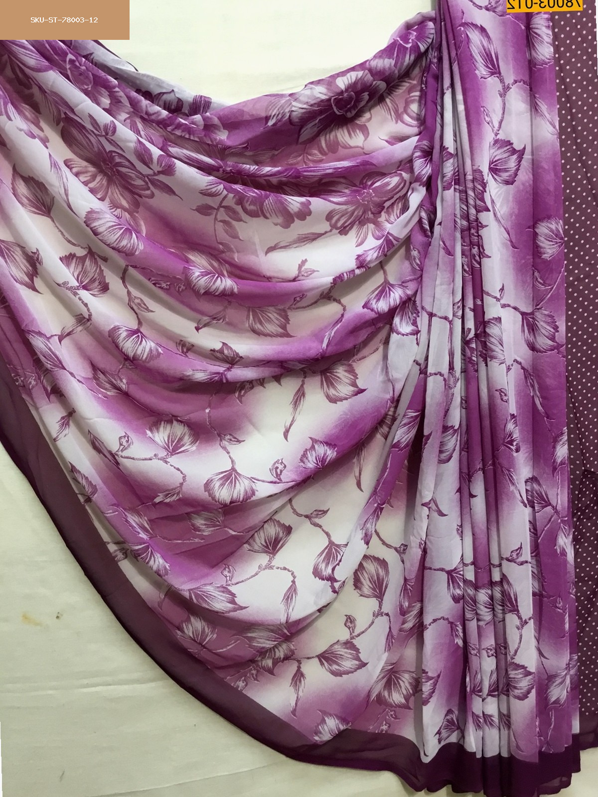 Magenta chiffon printed  sarees