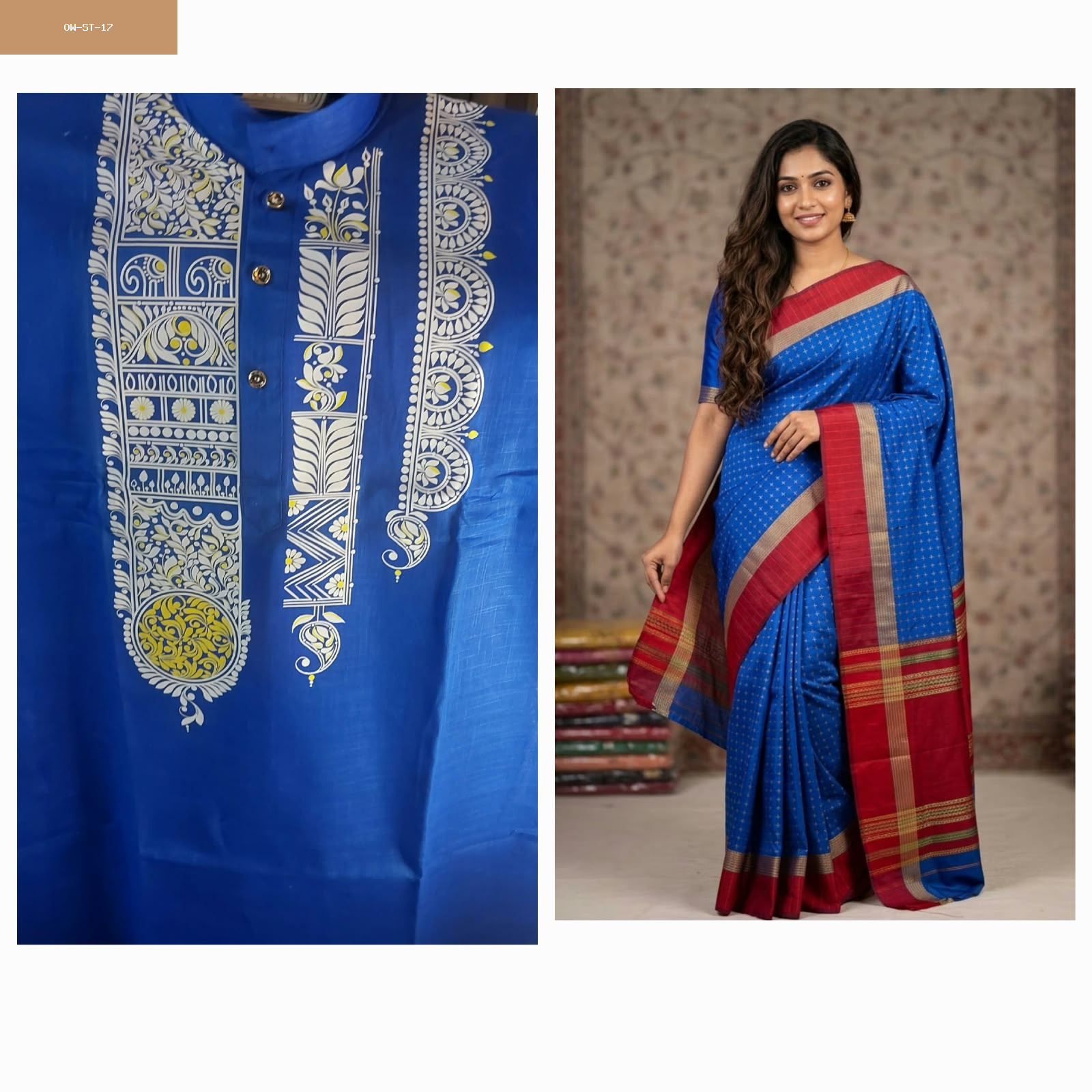 Kurta and Saree Royal Blue